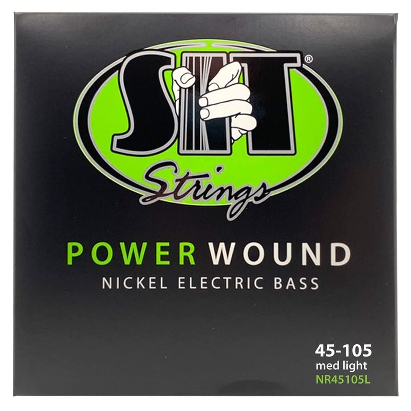 SIT Strings Power Wound Nickel Bass Guitar Strings (S.I.T.), 4-String Bass Medium-Light 45-105, NR45105L